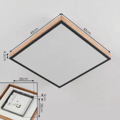 Plafonnier Salmi Led Couleur Bois, Noir, Blanc, 1 Lumiere