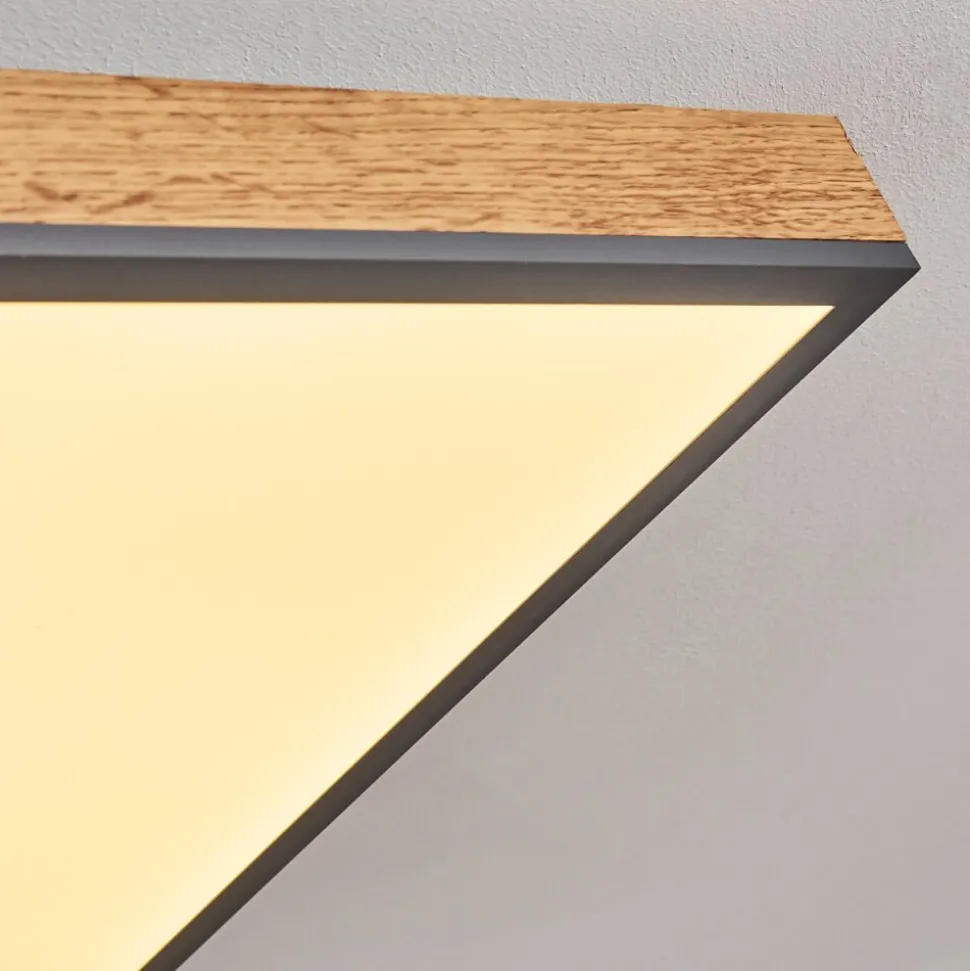 Plafonnier Salmi Led Couleur Bois, Noir, Blanc, 1 Lumiere