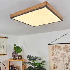 Plafonnier Salmi Led Couleur Bois, Noir, Blanc, 1 Lumiere