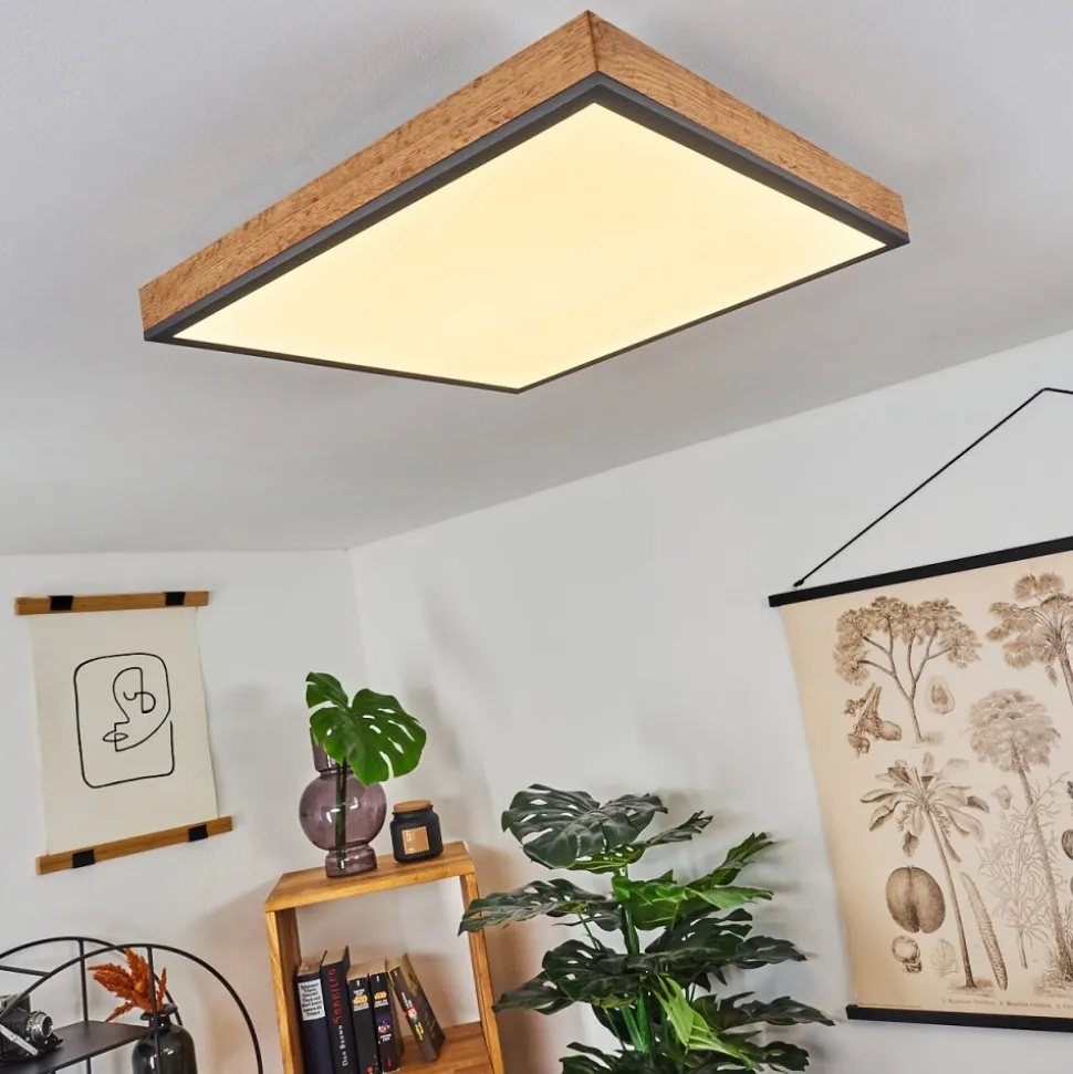 Plafonnier Salmi Led Couleur Bois, Noir, Blanc, 1 Lumiere