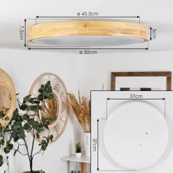 Plafonnier Samaira Led Ecru, 1 Lumiere, Telecommandes