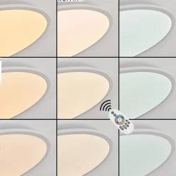 Plafonnier Sani Led Blanc, 1 Lumiere, Telecommandes, Changeur De Couleurs
