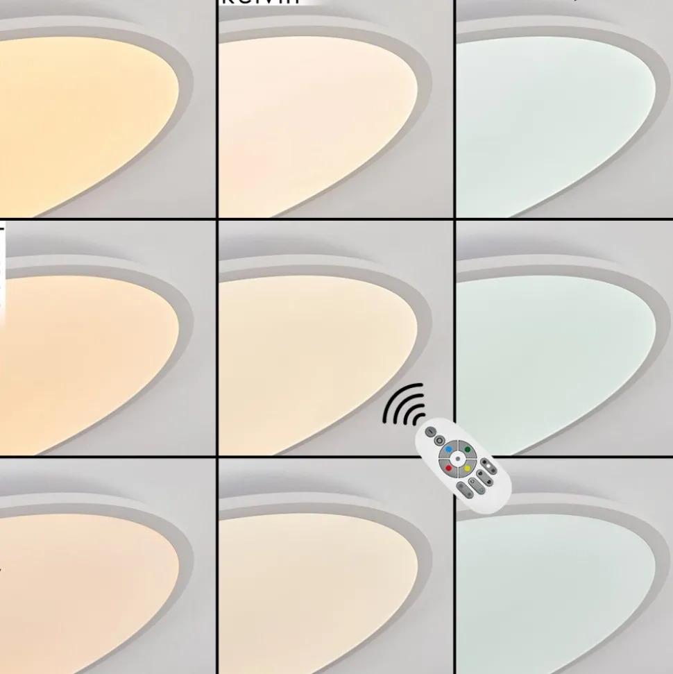Plafonnier Sani Led Blanc, 1 Lumiere, Telecommandes, Changeur De Couleurs