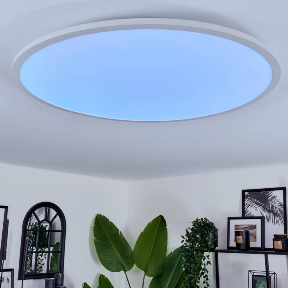 Plafonnier Sani Led Blanc, 1 Lumiere, Telecommandes, Changeur De Couleurs