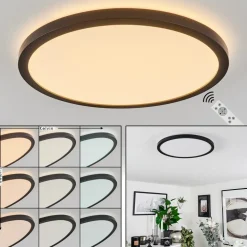 Plafonnier Sasinhosa Led Noir, 1 Lumiere, Telecommandes