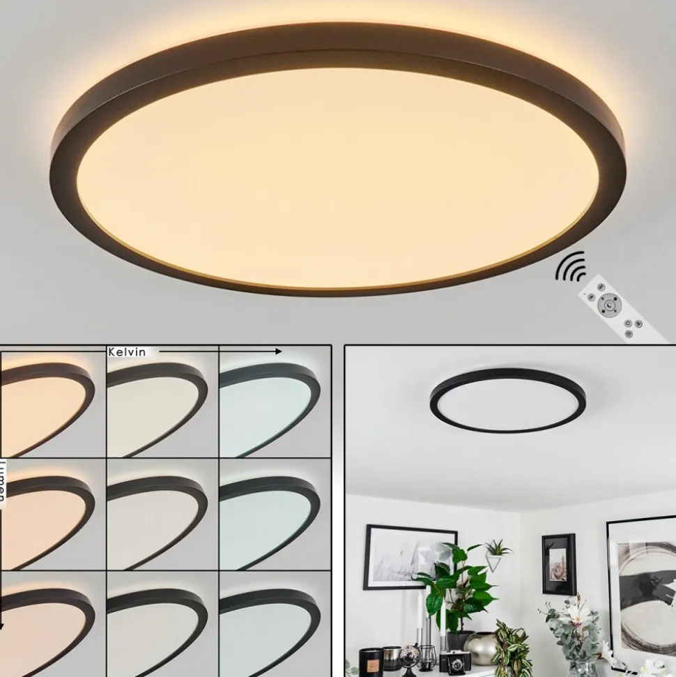 Plafonnier Sasinhosa Led Noir, 1 Lumiere, Telecommandes