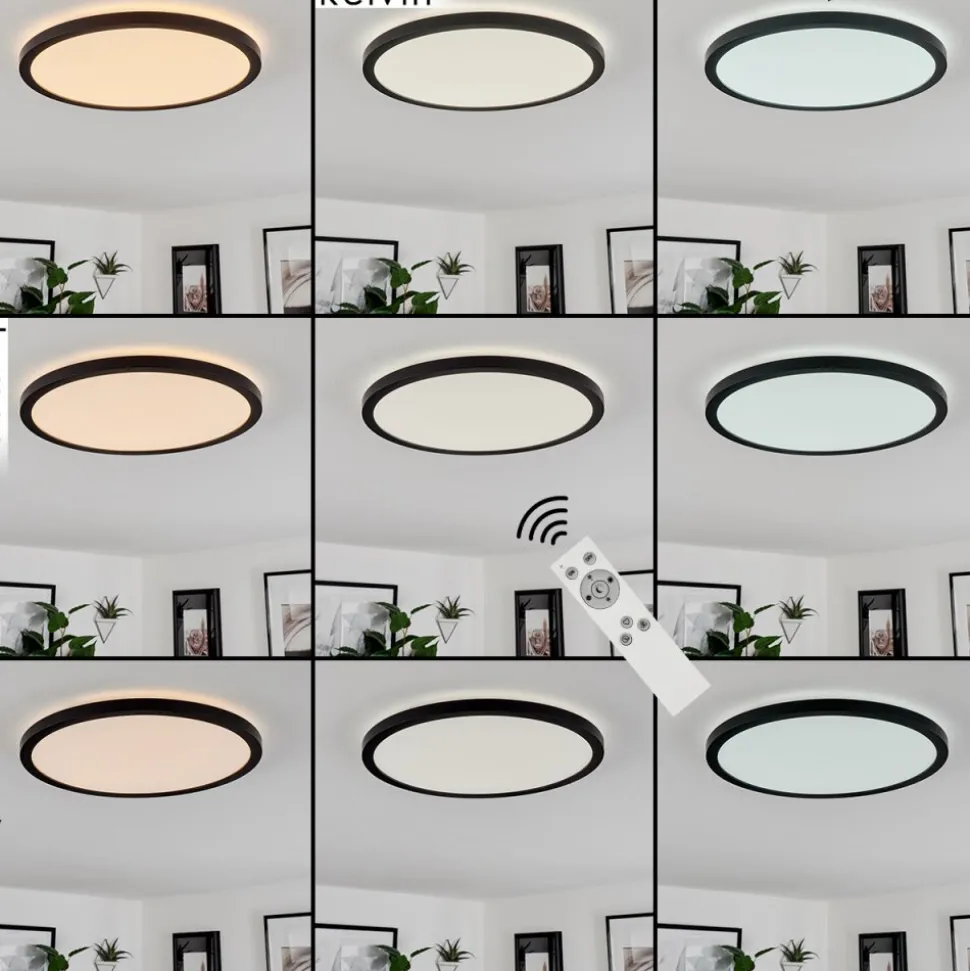 Plafonnier Sasinhosa Led Noir, 1 Lumiere, Telecommandes