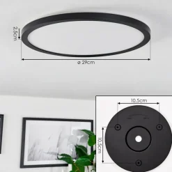 Plafonnier Sasinhosa Led Noir, 1 Lumiere, Telecommandes