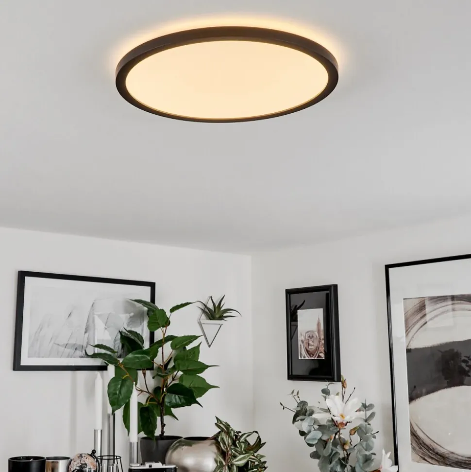 Plafonnier Sasinhosa Led Noir, 1 Lumiere, Telecommandes