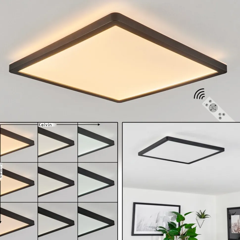 Plafonnier Sasinhosa Led Noir, 1 Lumiere, Telecommandes