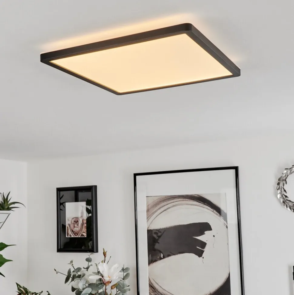 Plafonnier Sasinhosa Led Noir, 1 Lumiere, Telecommandes