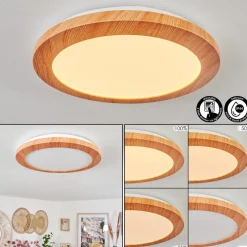 Plafonnier Siguna Led Couleur Bois, 1 Lumiere