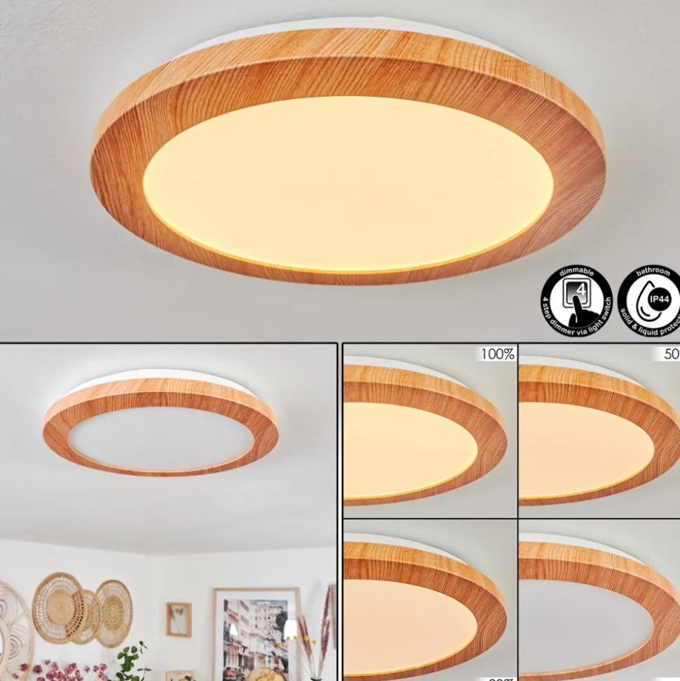 Plafonnier Siguna Led Couleur Bois, 1 Lumiere