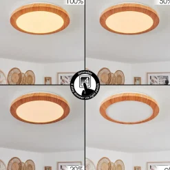 Plafonnier Siguna Led Couleur Bois, 1 Lumiere