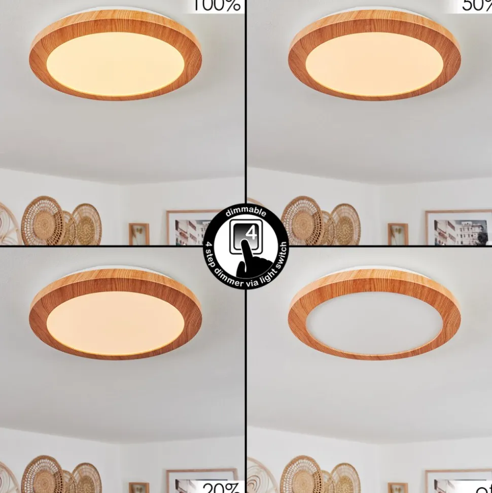 Plafonnier Siguna Led Couleur Bois, 1 Lumiere