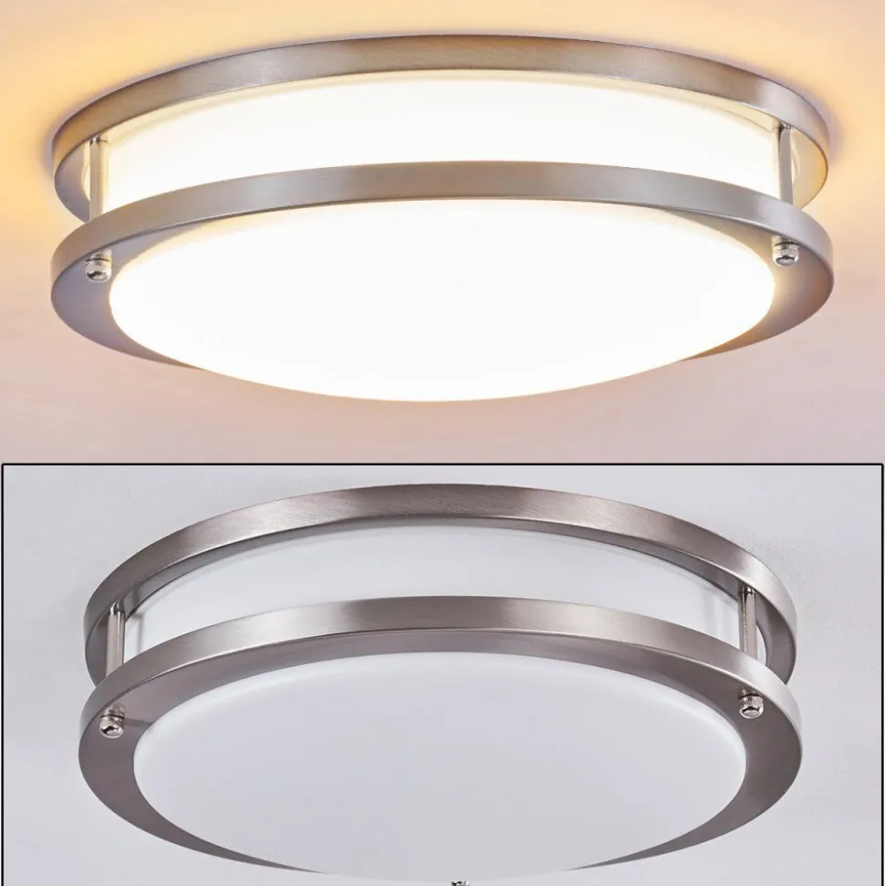 Plafonnier Sora Led Nickel Mat, Blanc, 1 Lumiere