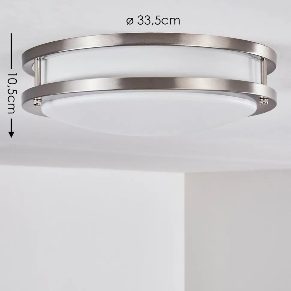 Plafonnier Sora Led Nickel Mat, Blanc, 1 Lumiere