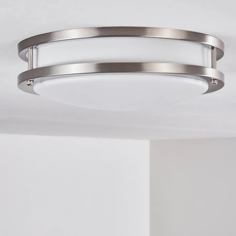 Plafonnier Sora Led Nickel Mat, Blanc, 1 Lumiere