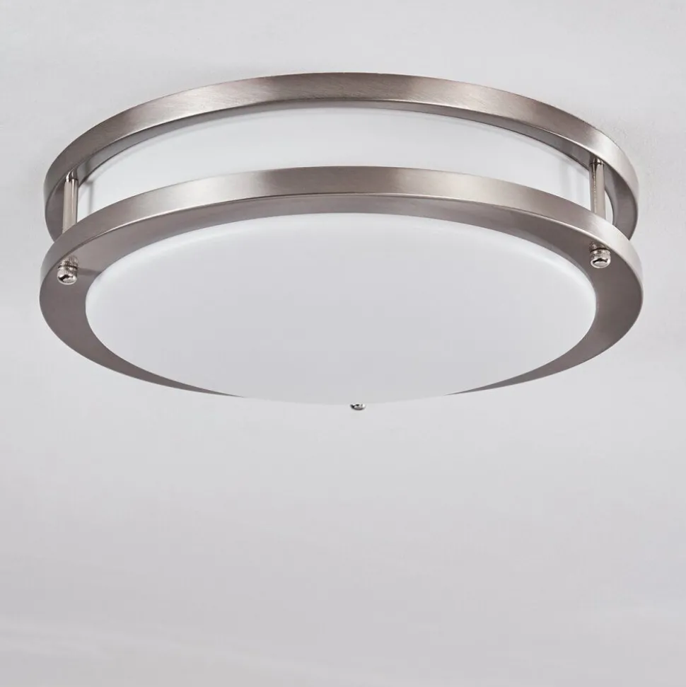 Plafonnier Sora Led Nickel Mat, Blanc, 1 Lumiere