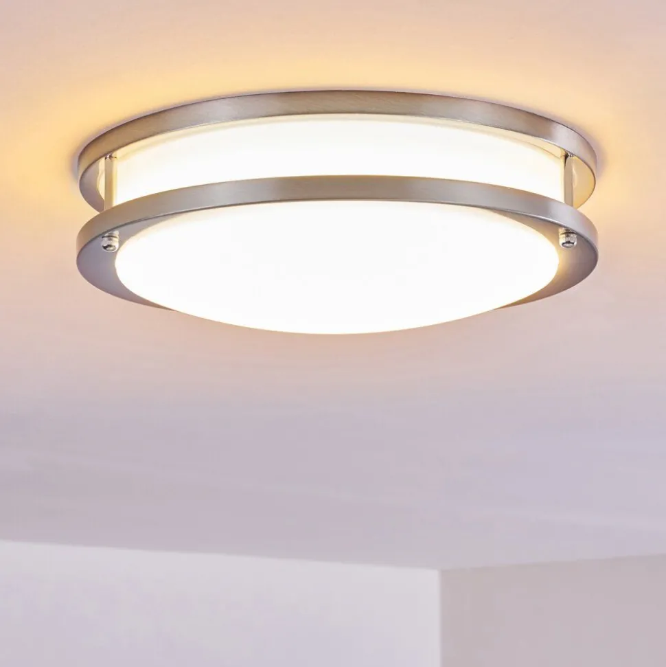 Plafonnier Sora Led Nickel Mat, Blanc, 1 Lumiere