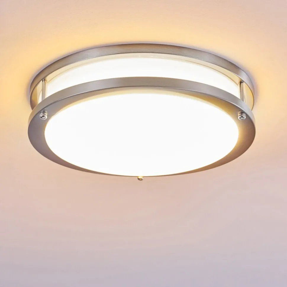 Plafonnier Sora Led Nickel Mat, Blanc, 1 Lumiere