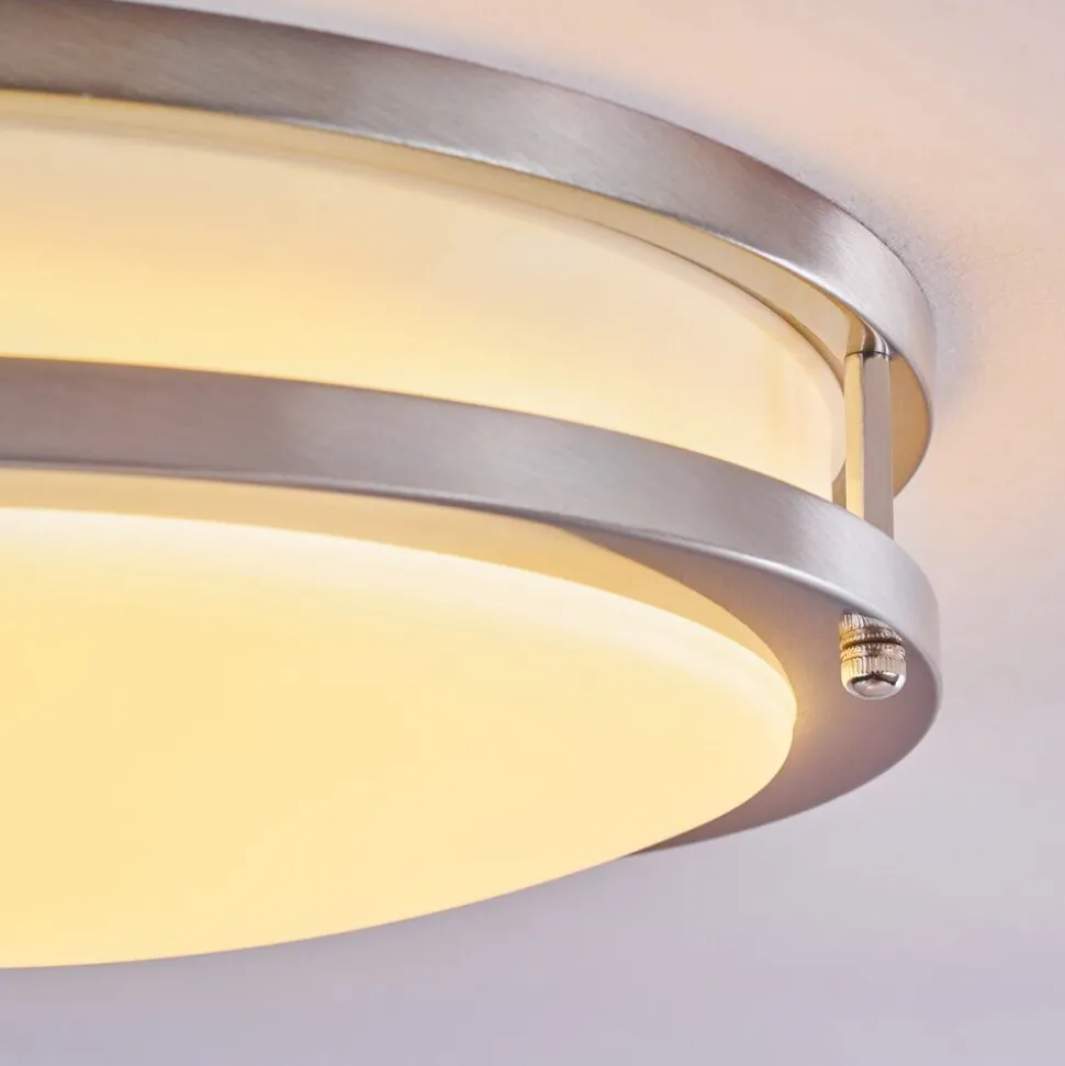 Plafonnier Sora Led Nickel Mat, Blanc, 1 Lumiere