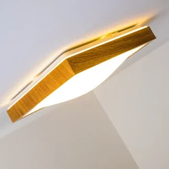 Plafonnier Sora Wood Led Bois Clair, 1 Lumiere