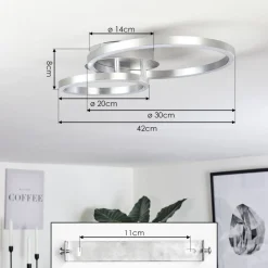 Plafonnier Sorte Led Nickel Mat, 1 Lumiere