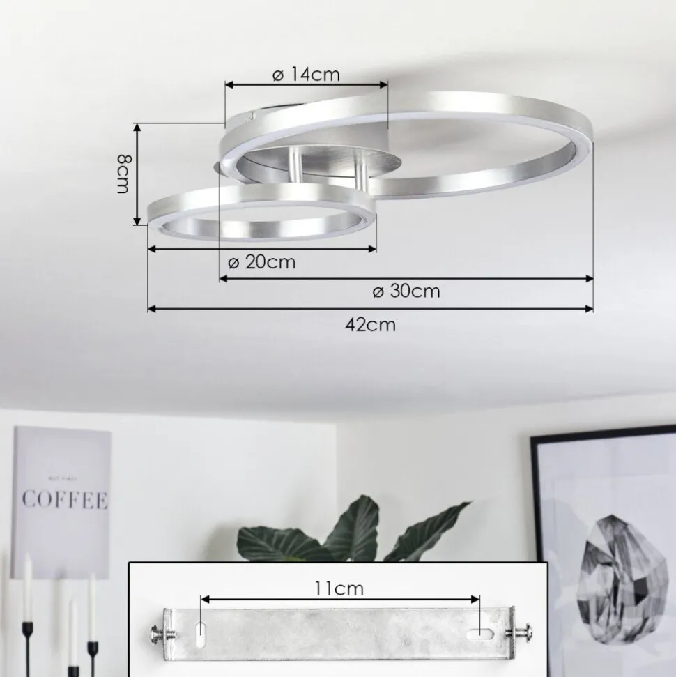 Plafonnier Sorte Led Nickel Mat, 1 Lumiere