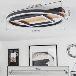 Plafonnier Taboneira Led Ecru, Noir, Blanc, 1 Lumiere
