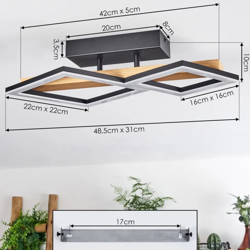 Plafonnier Tavon Led Ecru, Noir, 1 Lumiere