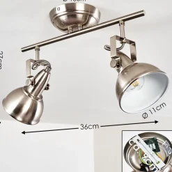 Plafonnier Tina Nickel Mat, 2 Lumieres