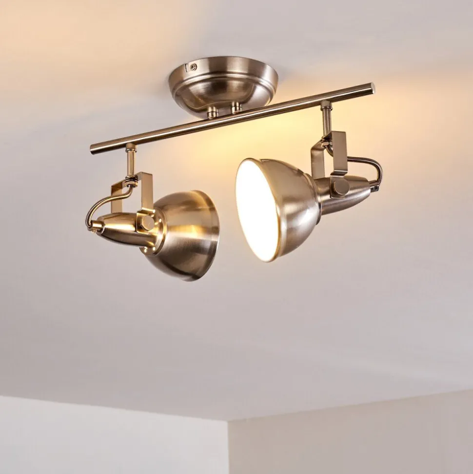 Plafonnier Tina Nickel Mat, 2 Lumieres