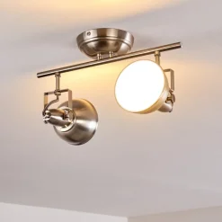Plafonnier Tina Nickel Mat, 2 Lumieres