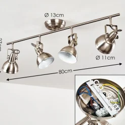 Plafonnier Tina Nickel Mat, 4 Lumieres