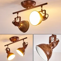 Plafonnier Tina Rouille, 2 Lumieres