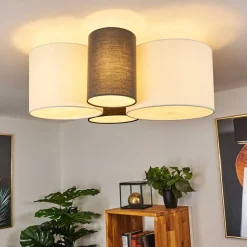 Plafonnier Trisett Gris, Noir, Blanc, 4 Lumieres
