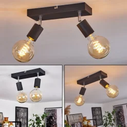 Plafonnier Tulla Chrome, Noir, 2 Lumieres