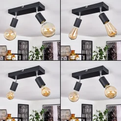 Plafonnier Tulla Chrome, Noir, 2 Lumieres