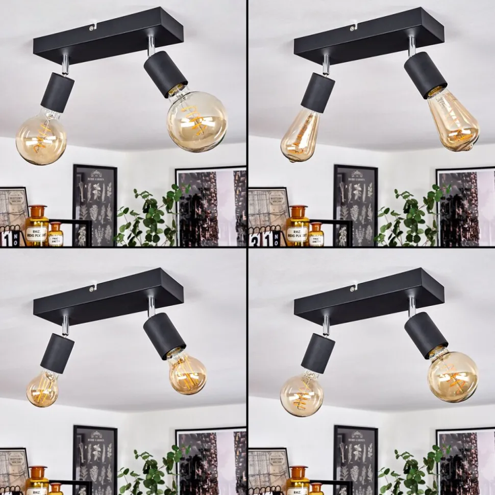 Plafonnier Tulla Chrome, Noir, 2 Lumieres