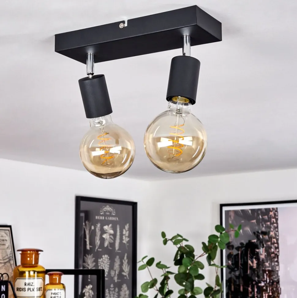 Plafonnier Tulla Chrome, Noir, 2 Lumieres