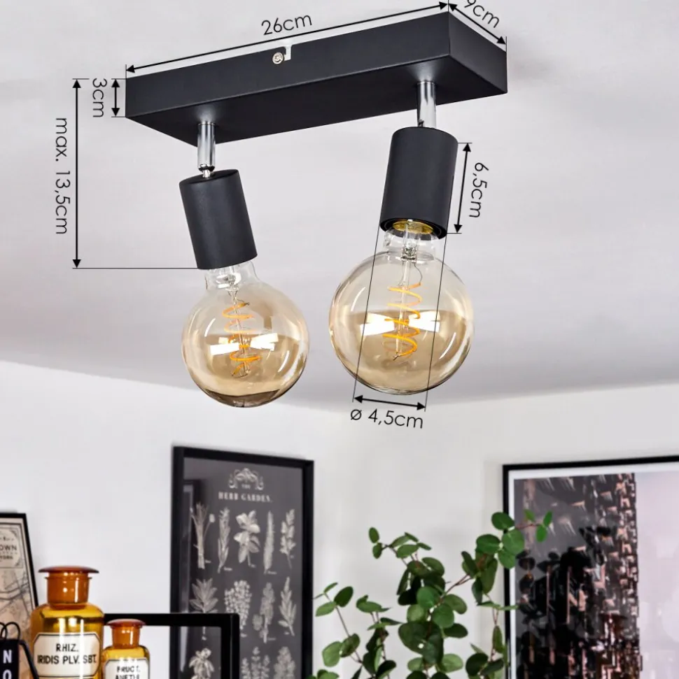 Plafonnier Tulla Chrome, Noir, 2 Lumieres