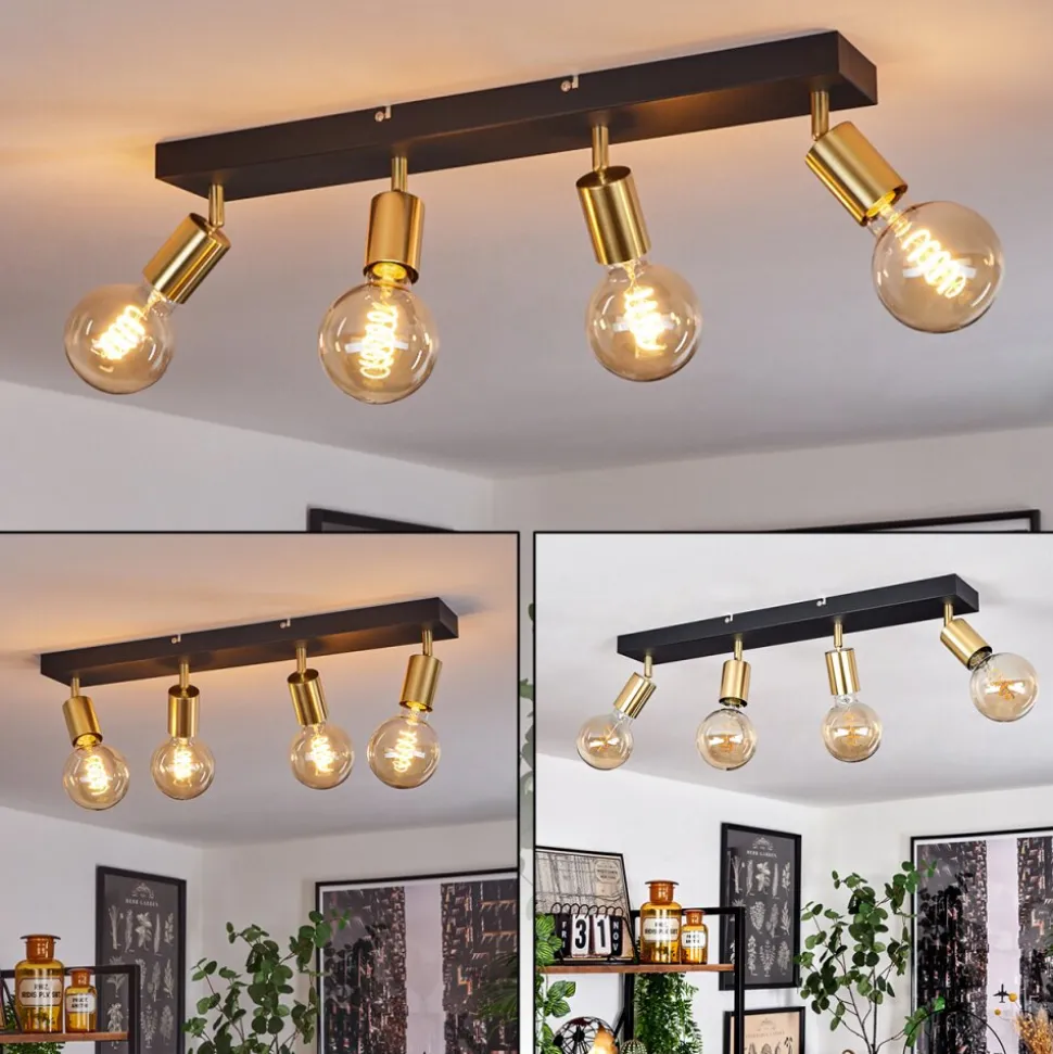 Plafonnier Tulla Laiton, Noir, 4 Lumieres
