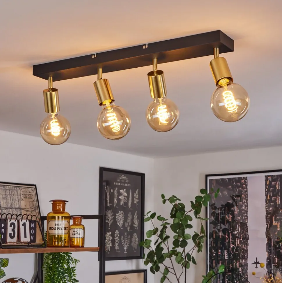 Plafonnier Tulla Laiton, Noir, 4 Lumieres