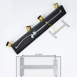 Plafonnier Tulla Laiton, Noir, 4 Lumieres