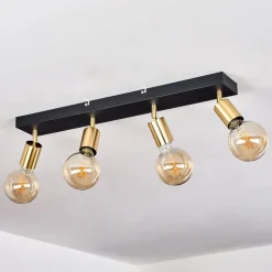 Plafonnier Tulla Laiton, Noir, 4 Lumieres