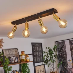 Plafonnier Tulla Laiton, Noir, 4 Lumieres