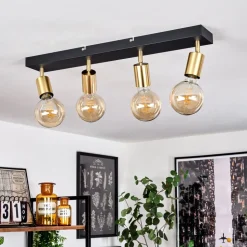 Plafonnier Tulla Laiton, Noir, 4 Lumieres