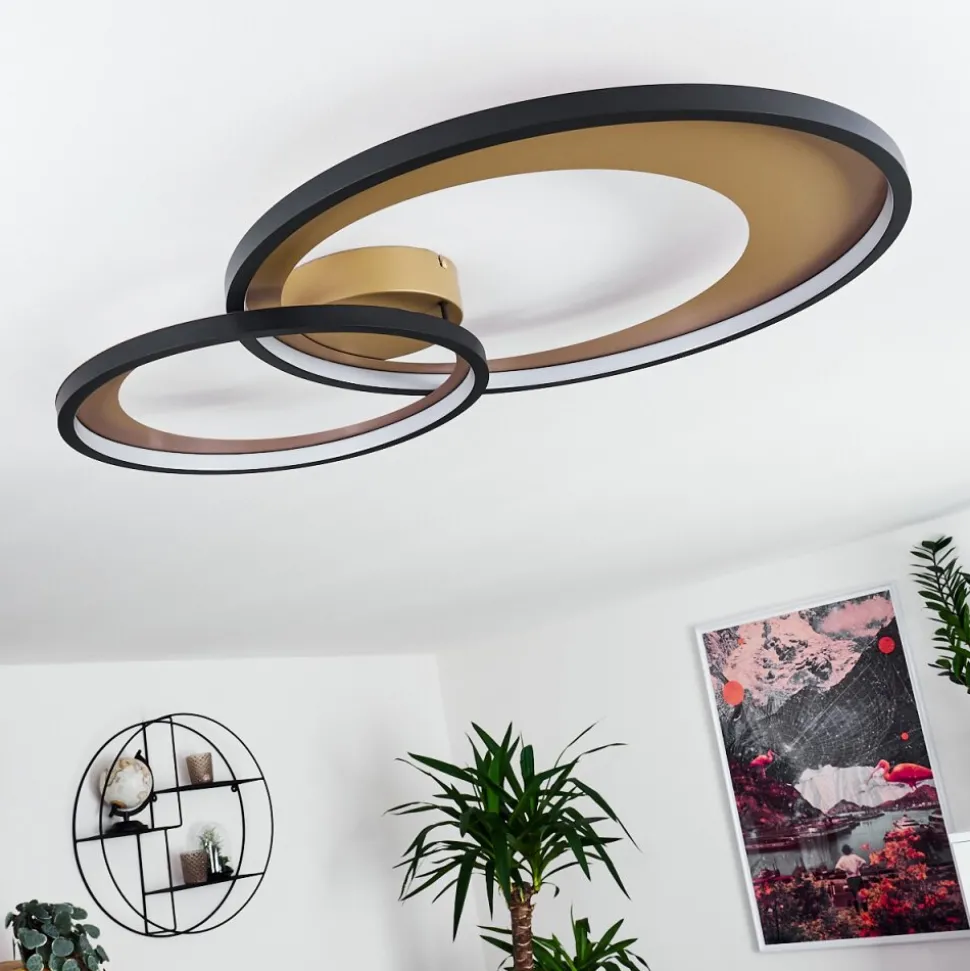 Plafonnier Tuzik Led Or, Noir, 1 Lumiere