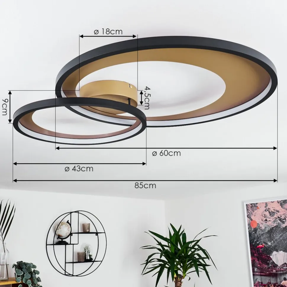 Plafonnier Tuzik Led Or, Noir, 1 Lumiere